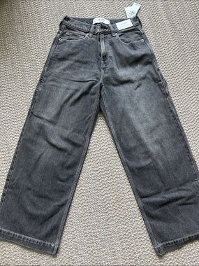 Hollister Men's Relaxed Wide-Leg Charcoal Denim Jeans